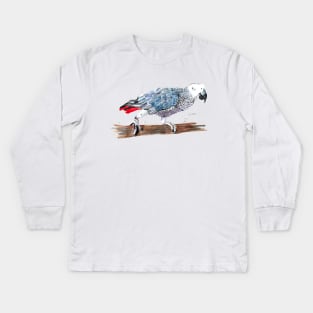 African Grey Parrot 2 Kids Long Sleeve T-Shirt